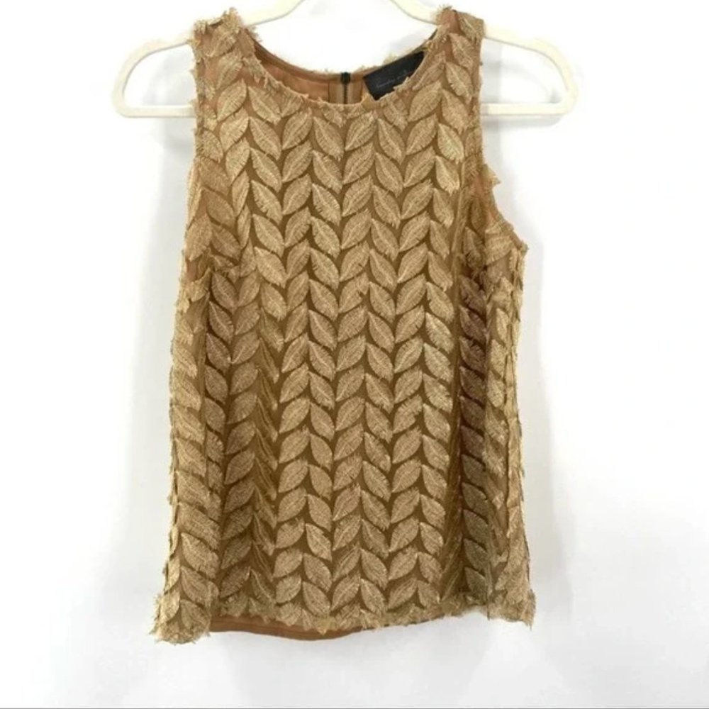 Anthropologie Sunday in Brooklyn Gold Leaf Top